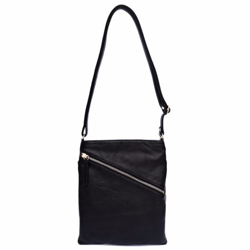 A black bag with a zipper on the front.
